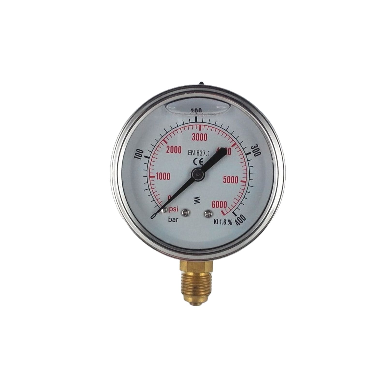 15608 -- 000 (16009) D215/11 Manometro Attacco Radiale a Bagno di Glicerina in Cassa Inox 1/4" 0-400 d.63 - immagine 1